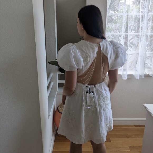 NWT - Aje Vera Beaded Flower Mini Dress, size 10 US - Picture 3 of 8